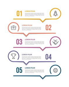 Infographic thin line list diagram with 5 options or steps. Vector illustration. List Infographic