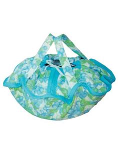 a blue and green bag with handles