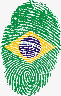 a fingerprint with the flag of brazil in green, yellow and purple on it