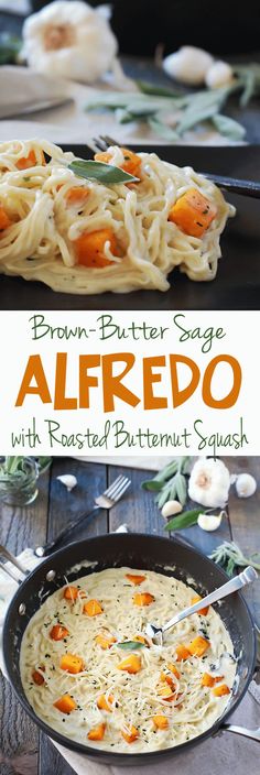 this brown butter sage alfredo with roasted butternut squash is an easy and delicious side dish