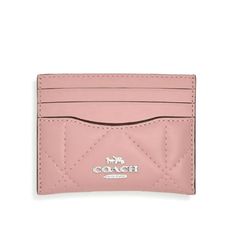 This Coach Card Case Is A Stylish And Practical Accessory For Women. The Silver/Lt. Pink Color And Puffy Diamond Quilting Make It A Fashionable Addition To Any Outfit. It Is Made Of High-Quality Nappa Leather And Has A Solid Pattern, Making It Suitable For Any Occasion. Measuring 4 Inches In Length And 3 Inches In Width, It Is Perfect For Holding Credit Cards And Id. The Card Case Has A Unit Quantity Of 1 And Is A Unit Type Item. It Is Not Handmade And Was Manufactured In Vietnam. The Card Case Coach Silver Wallet For Everyday Use, Coach Silver Wallets For Everyday Use, Coach Coin Purse, Coach Floral, Blue Coach, Large Wallet, Snake Design, Monogram Prints, Change Purse