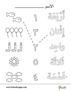 arabic alphabet worksheet for kids with pictures and words to print out on the page