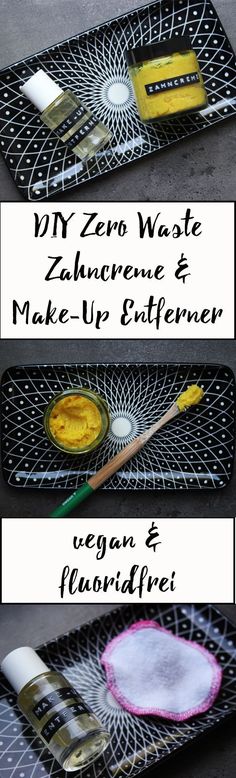 two plates with different types of utensils on them and the words, my zero waste zahloneneuse & make - up eatpinen