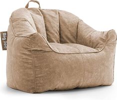 the bean bag chair is made out of sued