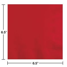 red paper napkins are shown with measurements for each individual item, and the size is 5