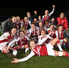 the women's soccer team is celebrating their victory