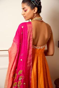 Shop for Loka by Veerali Raveshia Orange Chanderi Silk Anarkali Sharara Set for Women Online at Aza Fashions Orange Raw Silk Choli With Dupatta, Orange Dola Silk Anarkali Saree Set, Orange Anarkali Raw Silk Sharara, Orange Anarkali Style Art Silk Choli, Orange Silk Anarkali Set For Diwali, Diwali Orange Silk Anarkali Set, Orange Anarkali Set With Dupatta In Art Silk, Orange Slub Silk Dupatta For Wedding, Orange Silk Choli For Diwali