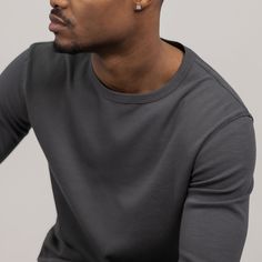 The Modern LS is a must-have long-sleeve tee version of our best-selling Modern Crew, but with added tailored full-length sleeves. Featuring a curved bottom hem, a binded collar, and a more tailored fit throughout the chest and sleeves. Modern Long Sleeve Sweatshirt For Everyday, Modern Long Sleeve Sweatshirt For Layering, Classic Gray Long Sleeve Sweatshirt, Classic Long Sleeve T-shirt For Work, Relaxed Fit Long Sleeve Work T-shirt, Gray Fitted Long Sleeve Sweatshirt, Classic Long Sleeve T-shirt For Spring, Relaxed Fit Long Sleeve T-shirt For Work, Classic Long Sleeve Tops For Everyday