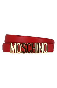 Spell out your fashion bona fides with a calfskin leather belt clasped by a gilded logo. 1/2" belt width Leather Made in Italy Designer Clothing Designer Leather Belt Buckles With Logo, Luxury Leather Belt With Logo Strap, Designer Leather Belt With Logo, Luxury Leather Belt Buckles With Logo, Modern Formal Belt Buckles With Logo, Designer Leather Belt With Logo Strap, Formal Leather Belt Buckles With Logo, Formal Leather Belt With Logo, Formal Leather Belts With Logo