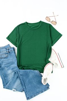 This vintage Solid Color Crew Neck Tee is the perfect addition to any summer outfit. Made for women, its design and graphic tees add a touch of fun to your wardrobe. This t-shirt is a must-have for those looking for a chic and versatile top. Tops > Tops & Tees Material: 95%Polyester+5%Elastane Color: green Neckline: Round Neck Season: SpringSummer Style: casual Sleeve Length: short sleeve Occasion: Daily Size Chart (CM) Sizes US Sizes Euro Sizes UK Sizes Bust Hem_Width Shoulder Sleeve_Length Len Color Crew, Swimwear High Waisted, Evening Dresses Plus Size, Beach Wear Dresses, Swimwear Cover Ups, Plus Size Lingerie, Plus Size Swimwear, One Piece Swimwear, Crew Neck Tee