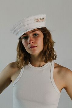 This White Distressed Unisex Sailor Hat is made of Upcycled Denim. It is decorated with denim distressing techniques. It suits well for both men and women. Feel the benefits of Sustainable Conscious Fashion. Distressed Cotton Hats For The Beach, Cotton Flat Cap For Summer, Distressed Summer Hat One Size, Distressed Summer Hat, One Size Fits Most, Distressed Summer Hat, Summer Cotton Hats With Sweatband, Distressed Curved Brim Hat For Summer, Distressed Summer Cap Hat, Summer Distressed Hats With Short Brim