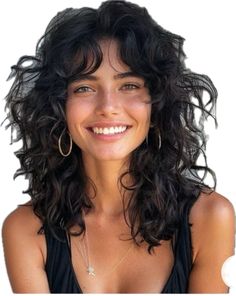 Shoulder Length Curly Hair Curtain Bangs, Shaggy Wavy Haircut, Shaggy Curly Haircuts, Shag Hairstyles Long Curly, Curly Long Shag Haircut, Curly Haircut 2024, Long Haircut Curly Hair, Curly Haircut Medium Length, Curly Cuts With Bangs