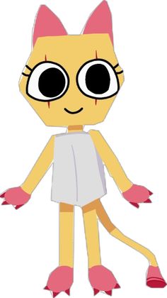 an image of a cartoon cat with big eyes and pink claws on it's legs