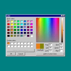 the color picker screen is shown in this screenshote, which shows different colors