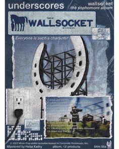 an advertisement for the wall socket with images of horses and windmills on it's side