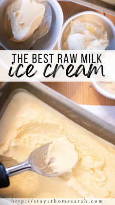 Creamy and delicious homemade raw milk ice cream is such a treat! Made with simple ingredients like raw milk, raw cream, maple syrup or raw honey, pastured egg yolks and vanilla – it’s healthy and easy to make. Customize this homemade vanilla ice cream with your own mix-ins to create any flavor! Milk Ice Cream Recipe, Raw Ice Cream, Raw Cream, Homemade Vanilla Ice Cream, Milk Ice Cream, Milk Cream, Homemade Cheese, Egg Yolks, Homemade Vanilla