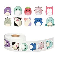 a roll of toilet paper with cartoon animals on it