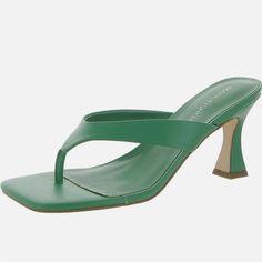 Minimal Yet Classy, The Marc Fisher Hunt Heels Are Something Which You Can Wear With Anything And Everything. Man-Made Upper, Lining, And Insole. Square Open Toe. Flared Kitten Heel. Man-Made Outsole. Gorgeous Green Color. Look Effortlessly Stunning In The Marc Fisher Hunt Womens Slide Sandal. This Flattering Slip-On Sandal Features A Leather Thong Strap Upper, While The Synthetic Outsole Offers Comfort And Is Slip-Resistant. New, Never Worn, New In Box, Nib Very Small Glue Mark Or Something On Spring T-strap Sandals With Padded Heel, Summer T-strap Fitted Heels, Trendy T-strap Toe Post Sandals For Spring, Spring Synthetic T-strap Sandals, Chic Synthetic T-strap Sandals, Summer Leather Toe Loop Heels, Synthetic Toe Loop T-strap Sandals For Spring, Spring Toe Post Flip Flops, Summer Green Toe Post Heels