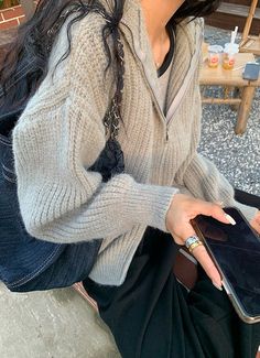 Size (CM) Dress Length Chest Sleeve One size 57 110 64 Model is 162cm 43kg wears Blue Style Fashion, Cardigan Outfits, Women Outfit, Swaggy Outfits, Blue Style, 인물 사진, Fashion Fits, New Classic, Cozy Knits