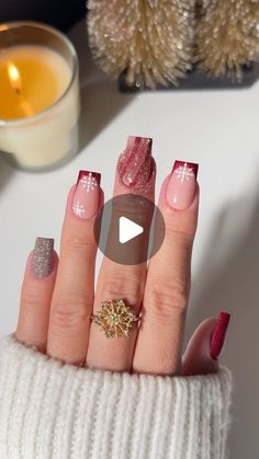 Reflective Nails, Sparkle Nails, Xmas Nails, Nail Tutorials, Holiday Nails, French Nails, Red Nails, Christmas Nails