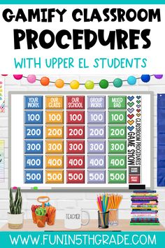 a classroom poster with the words, gamey classroom procedure and other items for students to use