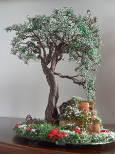 a small tree is sitting on top of a table