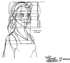 a drawing of the face and head of a woman with different facial expressions, including lines