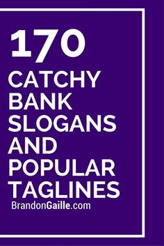 the text reads 70 catchy bank slogans and popular taglines on a purple background