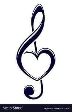 a musical note with a heart shape