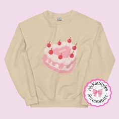 Wifey Sweatshirt With Sweet Vintage Cake Design Cozy Bridal - Etsy Cute Cream Cotton Sweatshirt, Cute Cream Crew Neck Top, Cute Pink Sweatshirt For Gift, Cute Pink Sweatshirt As Gift, Cute Crew Neck Sweatshirt For Gift, Cute Graphic Print Sweatshirt For Gift, Cute Long Sleeve Sweatshirt For Birthday, Sweet Crew Neck T-shirt For Gift, Kawaii Crew Neck Tops For Gifts