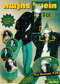 the human y2k album cover features photos of young women in various poses and hair styles