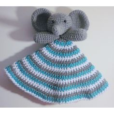 a crocheted elephant hat and dress for a baby