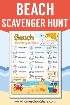 the beach scavenger hunt is an easy and fun activity for kids