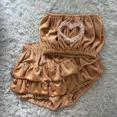 Heart Ruffle Bloomer Set. Handmade With Minky Fabric, Hollow Heart Detail, Elastic Openings, Lace. Size S #Ruffles #Coquette #Cozy #Fall #Bloomers Ruffle Bloomers, Hollow Heart, Minky Fabric, Women's Intimates, Ruffles, Pajamas, Lace, Women Shopping, Fabric