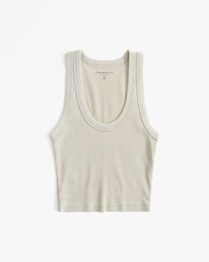 Women's Essential Scoopneck Tank | Women's Tops | Abercrombie.com Cotton Corset, Corset Blouse, Rib Fabric, Soft Autumn, Spaghetti Strap Tank Top, Small Crop Tops, Flowy Tank Tops, Women Essentials, Abercrombie And Fitch