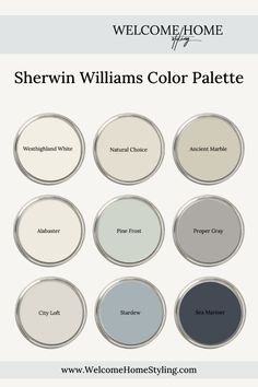 sheryln williams color palette with the words welcome home