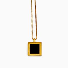 Piet Pendant – MING YU WANG Formal Square Pendant Box Chain Jewelry, Classic Jewelry With Adjustable Chain And Square Pendant, Black Box Chain Necklace For Formal Occasions, Black Box Chain Necklace For Formal Events, Formal Black Box Chain Necklace, Modern Formal Jewelry In Recycled Gold, Gold Necklace With Large Square Pendant, Formal Square Pendant Necklace With Polished Finish, Modern Brass Jewelry With Box Chain