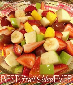 the fruit salad is prepared and ready to be eaten