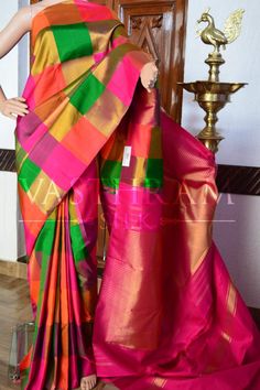 Check Saree, Shower Photos, Tissue Saree, Ethnic Sarees, Baby Shower Photos, Hand Work Embroidery, Lady Boss