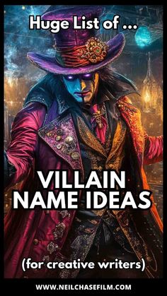 villain name ideas for creative writing with the title, huge list of villain name ideas