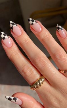 Check out these 30 chic black and white nail designs that make a statement! From french tips to geometric patterns, there's something for you. Whether you prefer gel, acrylic, or natural nails in short square, almond, or coffin shapes - we've got ideas for you. Discover the timeless beauty of black and white nails with simple yet cute designs that are sure to elevate your aesthetic. Find your perfect black and white nail inspo here! Plus: that girl nails, glow up nails Cute Black And White Nails, Trending Nail Ideas, Classy Manicure, Racing Nails, Black And White Nail, Black And White Nail Designs, Swirl Nail Art, Black And White Nails, Checkered Nails