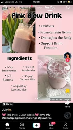 pink glow drink recipe on the app