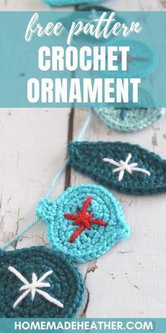 crochet ornaments with text overlay that says free pattern