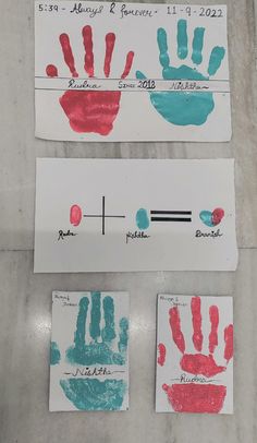 three handprints with different colors on them