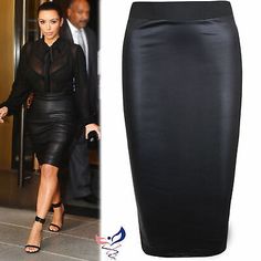 Women Ladies Plus Size Wet Look Faux Leather Pencil Stretch Midi Skirt 8 to 26 | eBay Leather Pencil Skirt Outfit, Pencil Skirt Outfits, Dress And Jacket, Leather Pencil Skirt, Midi Skirt Pencil, Wet Look, Faux Leather Skirt, Pencil Dress, Skirt Pattern