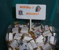 there is a sign that says nefera's nuggets on it