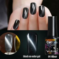 < Nail Cat's Eye Nail Polish Glue Coatan Phototherapy Nail Polish Glue 8ML Instructions: -, lighting (UV 1 minute, Led 30s) --The first black nail polish glue, light (UV 1 minute, Led 30s) --The second black nail polish glue, light up (UV 1 minute, Led 30s) --Apply cat's eye sealant, use a magnet to approach the nail surface, stabilize for 5-10s, and light up the lamp (UV 1 minute, Led 30s) -No-wash sealing layer, lighting (UV 1 minute, Led 30s) Product weight: 14g Product List: Cat's Eye Sealin Dark Cats Eye Nails, Black Cat Eye Nail, Black Cat Eye Nails, Layer Lighting, Quick Dry Nail Polish, Cat Eye Nails Polish, Magnetic Nail Polish, Silver Nail Art, Eye Nail Art