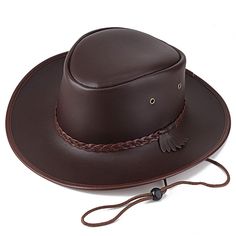 PRICES MAY VARY. 【Beautiful and Practical Combination】 The western outback style makes this leather cowboy hat have a fashion modern appearance,classic and versatile,and the large wide Brim design is good for sun protection and rain protection. 【Material and Workmanship】Using high-quality leather material,neat car thread technology,with vents and adjustable wind string, breathable and refreshing; different from ordinary cloth materials, easy to clean and easy to take care of. 【Size and Weight】 H Rain Cap, Mens Cowboy Hats, Leather Cowboy Hats, Outback Hat, Chapeau Cowboy, Western Cowboy Hats, Rodeo Cowboy, Vintage Cap, Western Hats