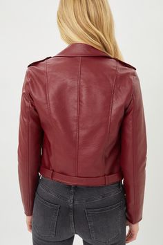 DetailsFaux leather jacket features zipper closure with a snap buttons at the collar. Super versatile with any outfit for a chic look. Content-100% POLYURETHANE (86% POLYESTER,12% COTTON, 2% VISCOSE) Size + FitMeasurements taken from a size Small. - Full length: 20"- Bust: 37"- Sleeves: 23" Cali Style, Cotton Lycra Fabric, Womens Biker Jacket, Black Hood, Cargo Jacket, Chic Look, La Fashion, Leather Jackets Women, Faux Leather Jackets