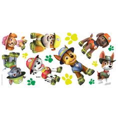 the paw patrol wall decals are in various sizes and colors, including one for each dog